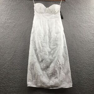 Lulus From this Day Floral Jacquard Strapless Midi‎ Dress White S